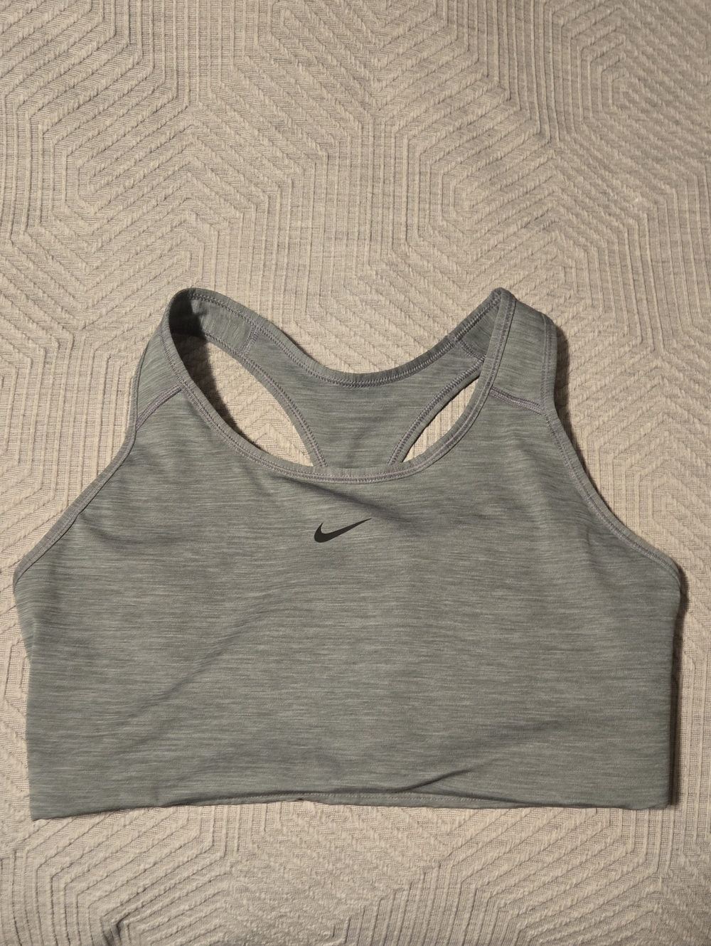 Nike Light Gray Racerback Sports Bra with Black Swoosh